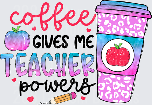 Coffee Gives Me Teacher Powers Leopard Print Cup Apple