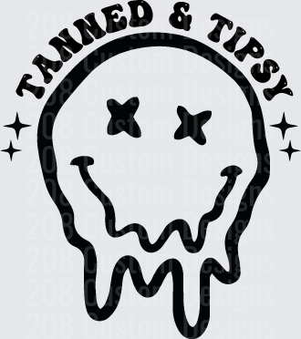 Tanned and Tipsy Dripping Skull with X Eyes