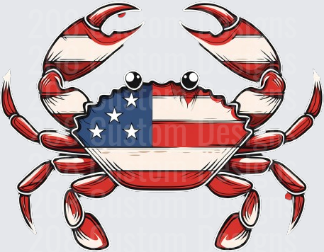 Patriotic American Flag Crab with Stars and Stripes Shell