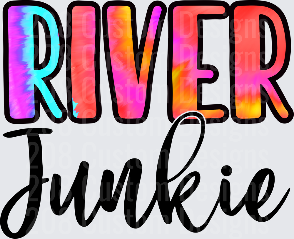 River Junkie Tie Dye Gradient Text Design
