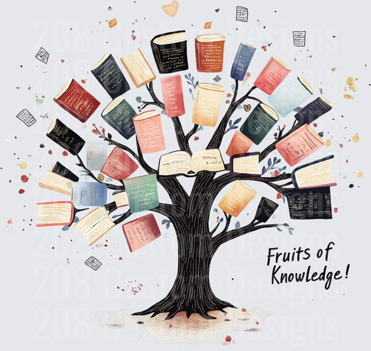 Tree of Knowledge with Books as Leaves Fruits of Knowledge