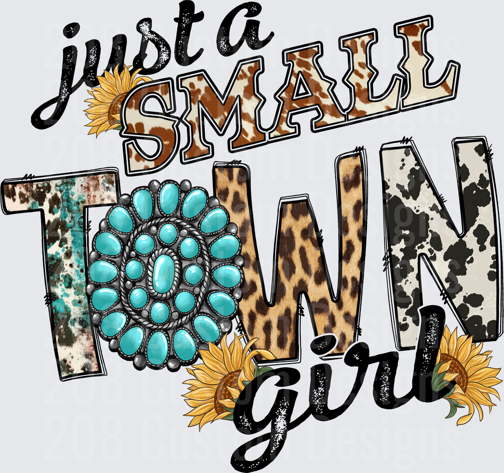 Just A Small Town Girl Western Sunflower Turquoise Concho