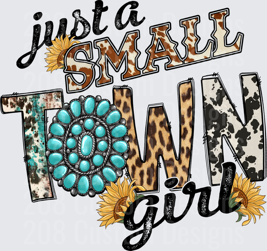 Just A Small Town Girl Western Sunflower Turquoise Concho