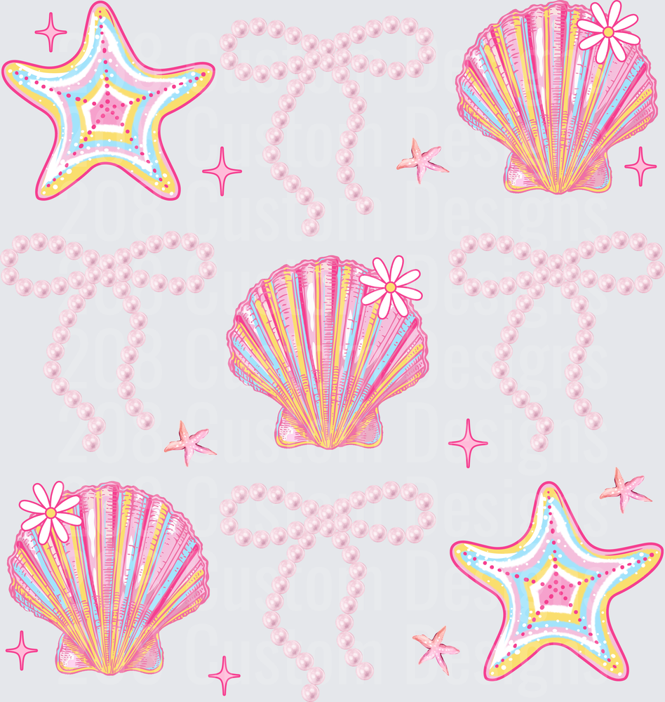 Mermaid Sea Shells Starfish and Pearl Pattern Design