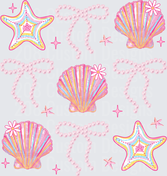 Mermaid Sea Shells Starfish and Pearl Pattern Design