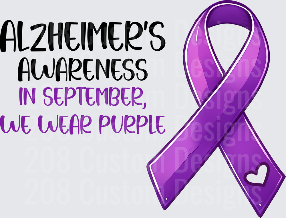Alzheimer's Awareness Purple Ribbon September Support Design