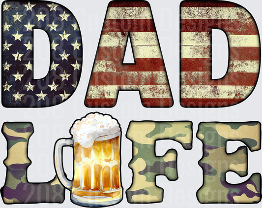 Dad Life American Flag Stars Stripes Beer Mug Camouflage