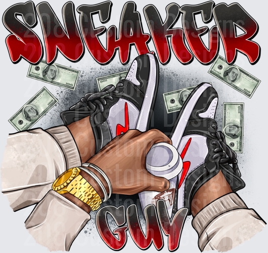 Sneaker Guy Graffiti Style Design with Money and Bling