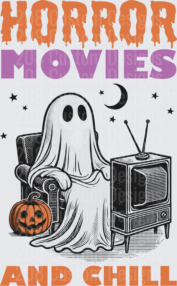 Horror Movies And Chill Ghost Watching Retro TV Halloween