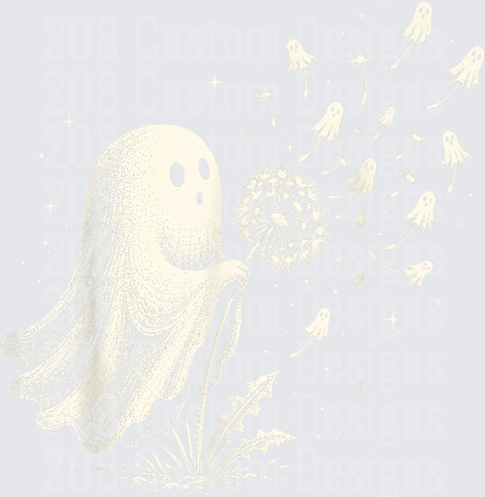 Cute Ghost Blowing Dandelion Wishes Floating Mini Ghosts