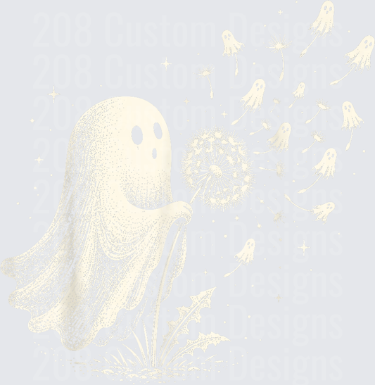 Cute Ghost Blowing Dandelion Wishes Floating Mini Ghosts