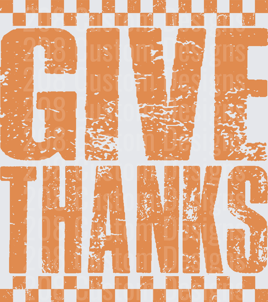 Give Thanks Distressed Checkered