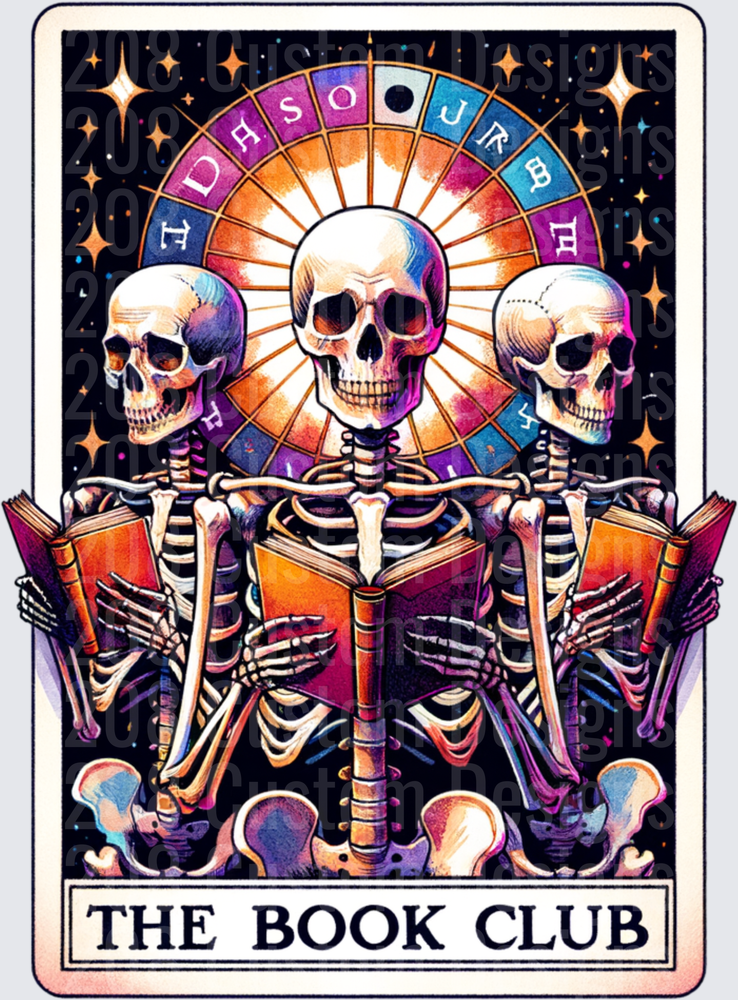 The Book Club Tarot Card Skeleton Reading Group