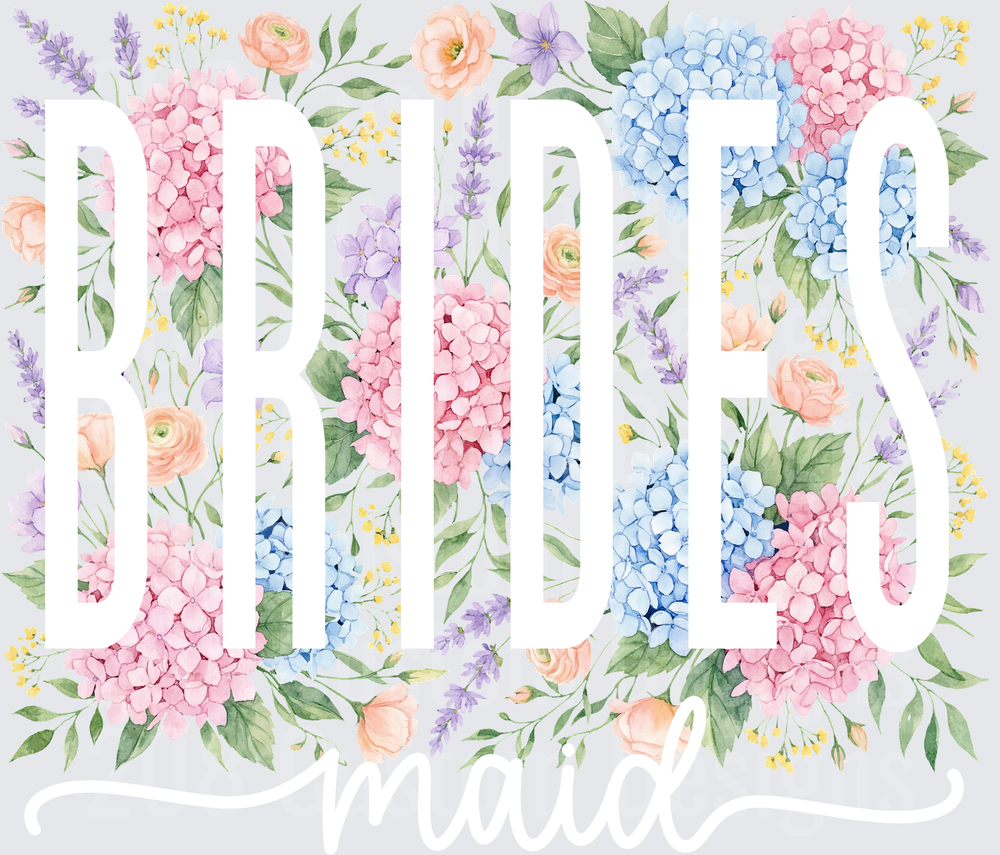 M421048e3 Bridesmaid Watercolor Hydrangeas and Spring Flowers