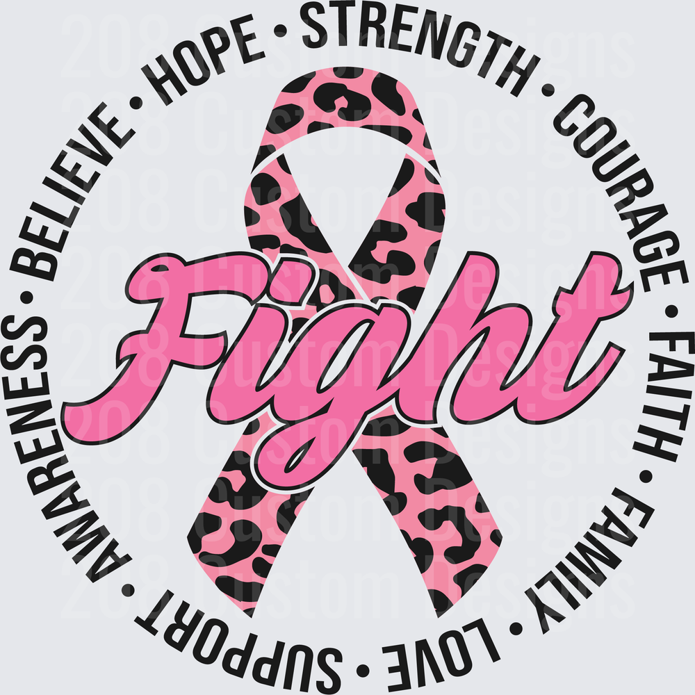 Pink Leopard Print Awareness Ribbon Fight Cancer Support Design