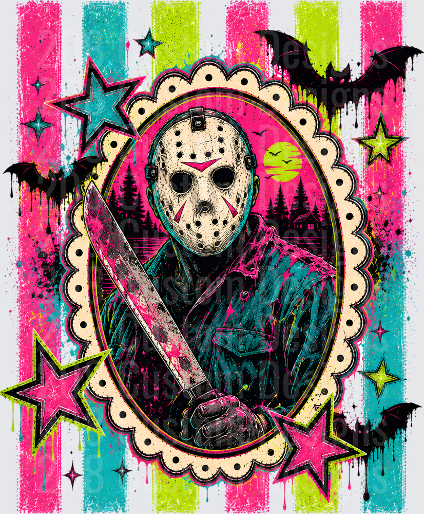 Neon Pop Art Friday the 13th Camper Killer