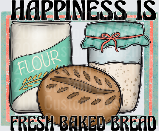 Happiness Is Fresh Baked Bread Kitchen Baking Quote
