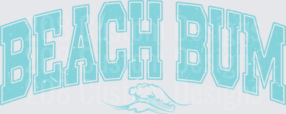 Beach Bum Typography with Ocean Wave Design