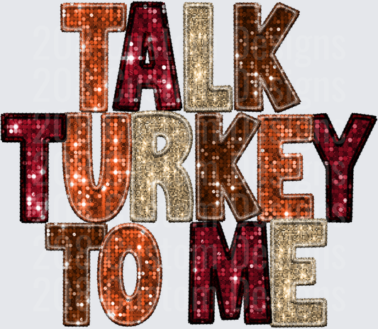 Talk Turkey To Me Sequin Patch Letter Thanksgiving