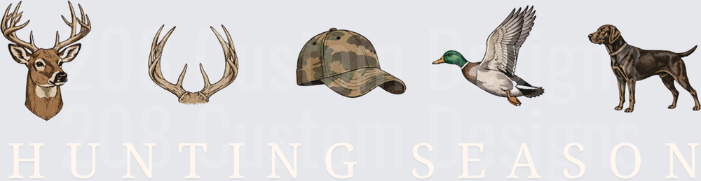 Hunting Season Whitetail Deer Antlers Camo Hat Mallard Duck Lab Dog
