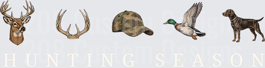 Hunting Season Whitetail Deer Antlers Camo Hat Mallard Duck Lab Dog