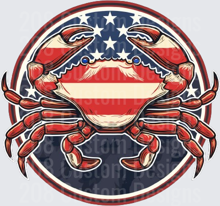 Patriotic American Flag Crab with Stars and Stripes Design