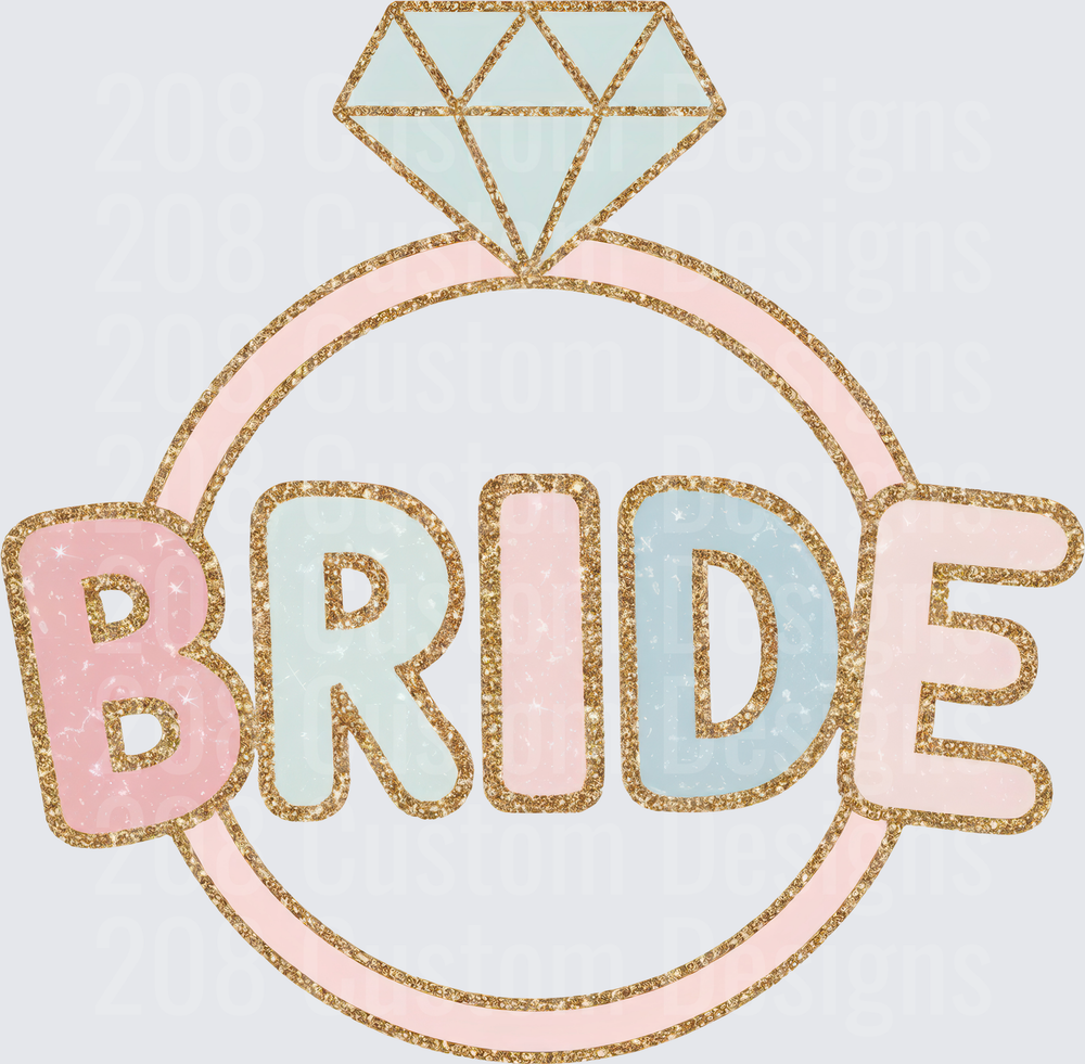 Bride Diamond Ring Pink Blue Gold Glitter Design
