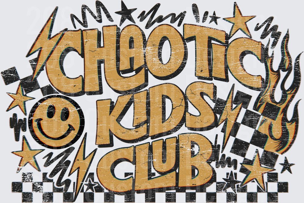 Chaotic Kids Club Retro Grunge Groovy Bolt Star
