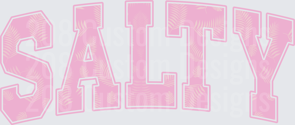 Pink Tropical Palm Leaf Salty Text Design