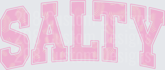 Pink Tropical Palm Leaf Salty Text Design