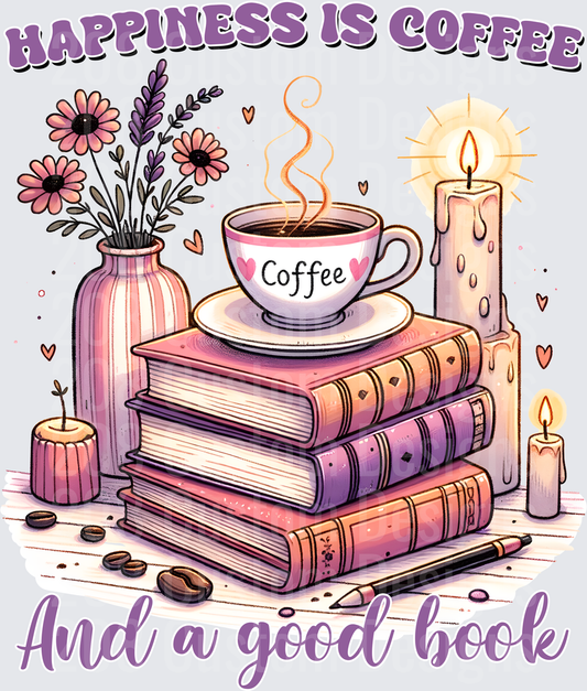 Happiness Is Coffee And A Good Book Cozy Reading Scene