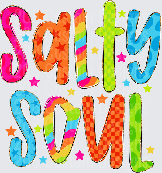 Salty Soul Colorful Rainbow Letters with Stars