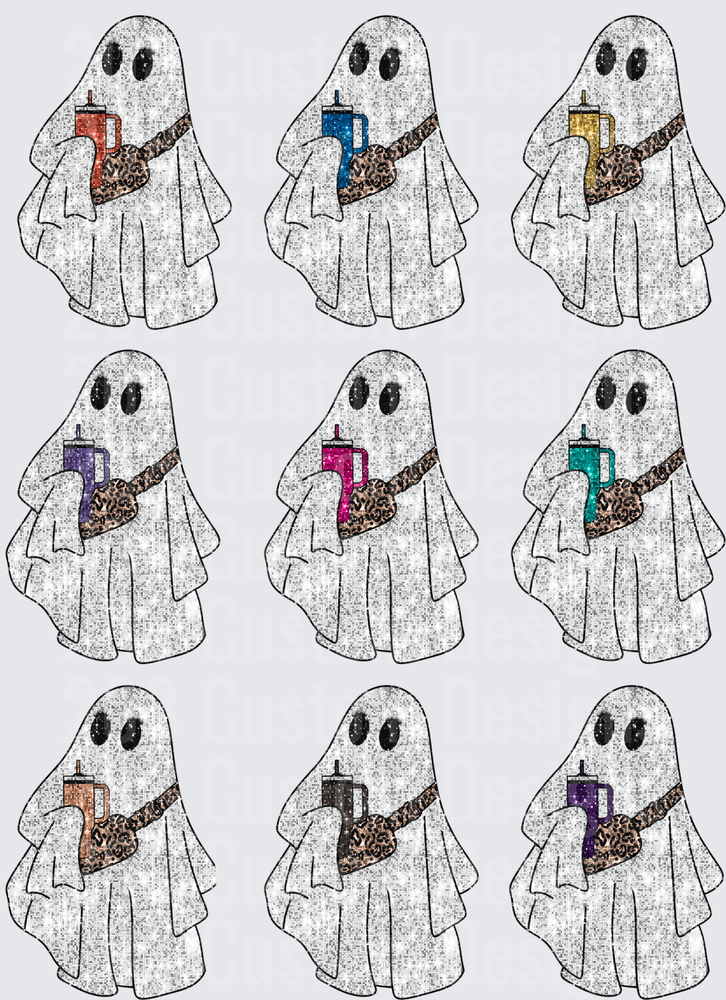 Glitter Ghost with Leopard Sash and Tumbler