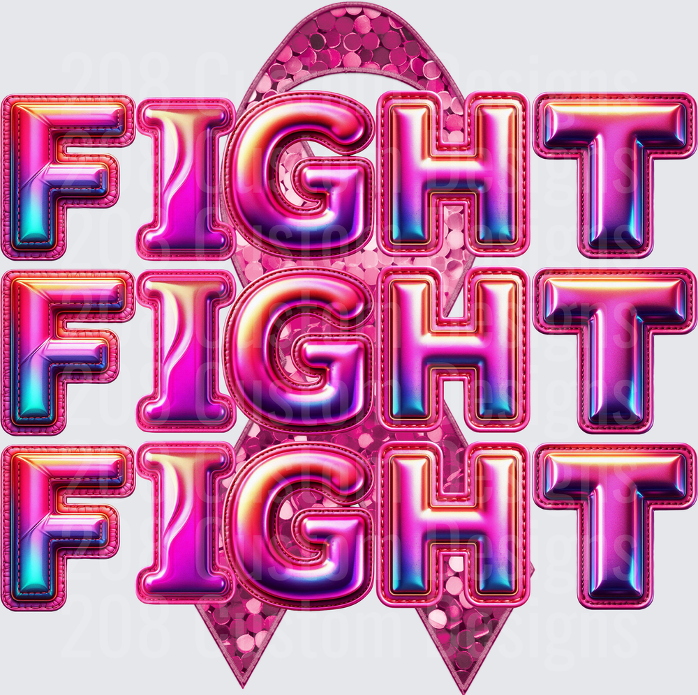 Pink Breast Cancer Awareness Ribbon Fight Text Design