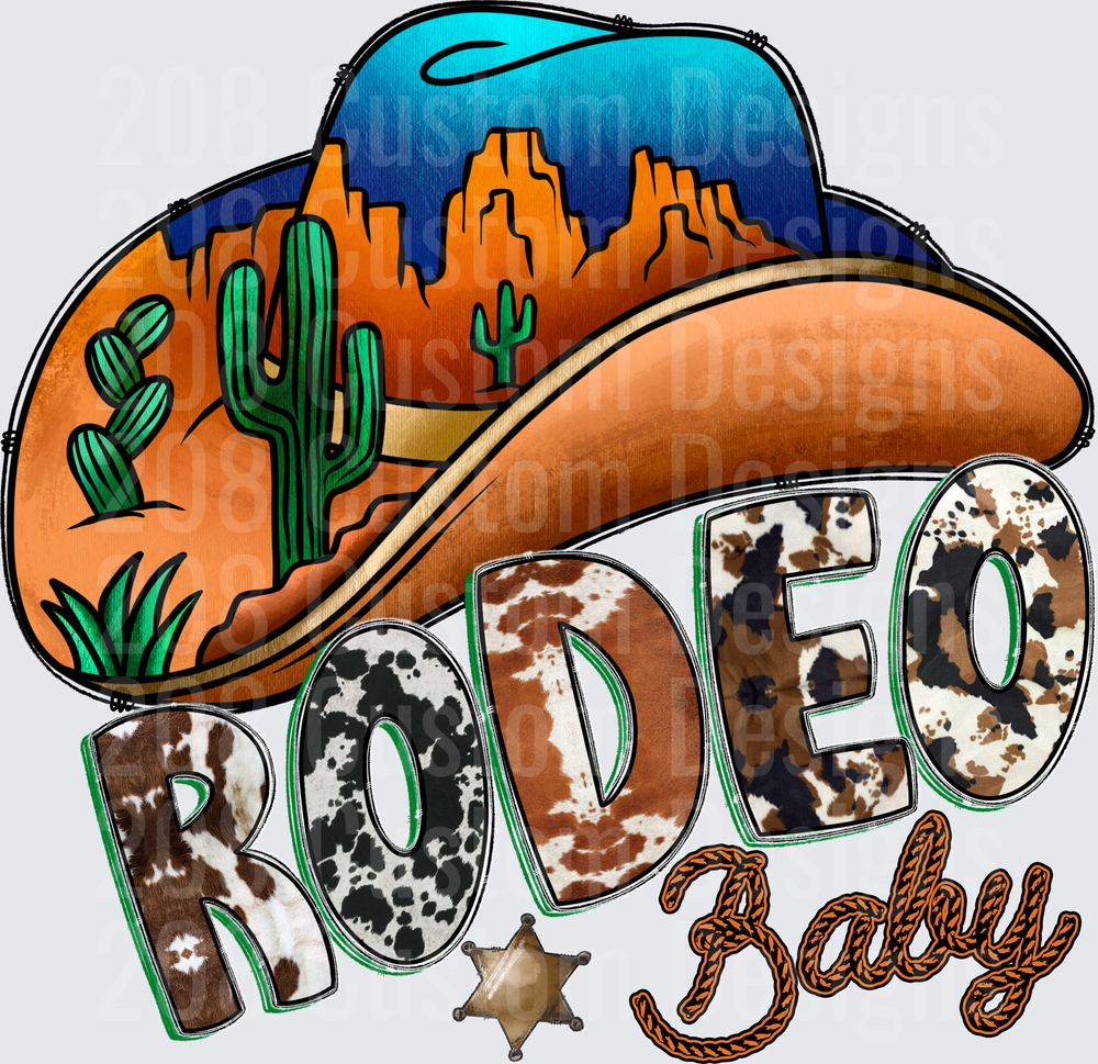Rodeo Baby Western Cowboy Hat Desert Landscape Design