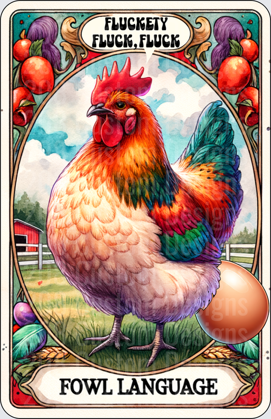 Fluckety Fluck Fluck Fowl Language Rooster Tarot Card