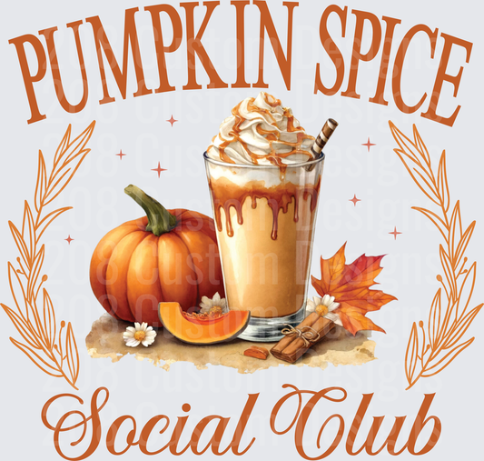 Pumpkin Spice Social Club Fall Latte with Autumn Leaves