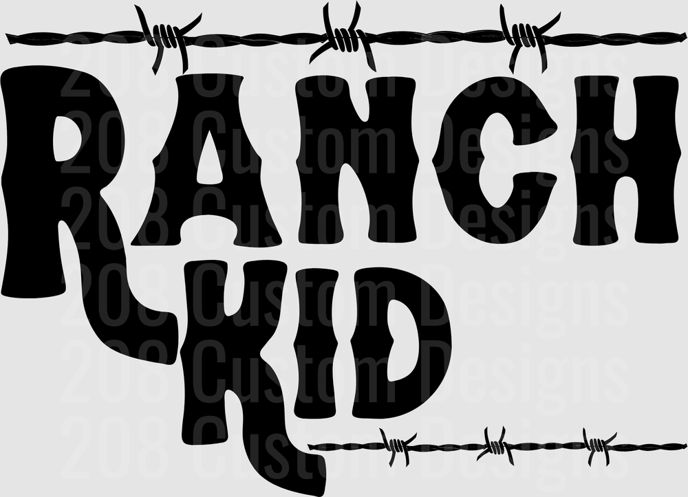 Ranch Kid Western Barbed Wire Typography Design