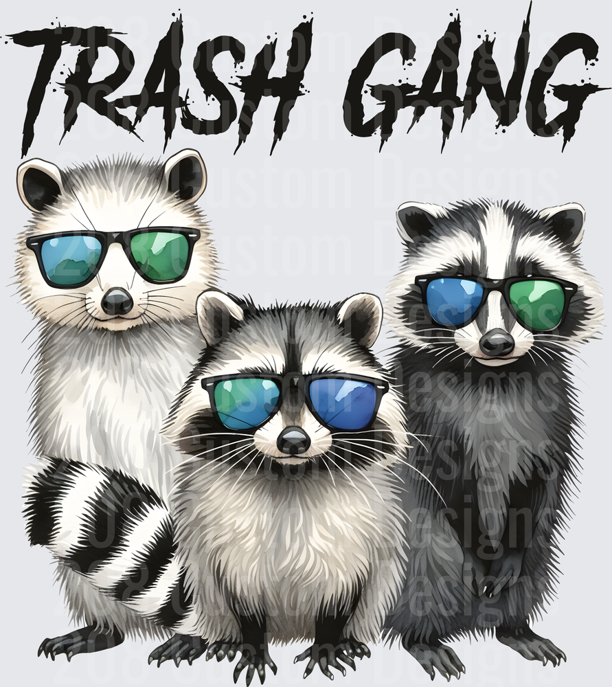 Trash Gang Cool Raccoons Wearing Sunglasses