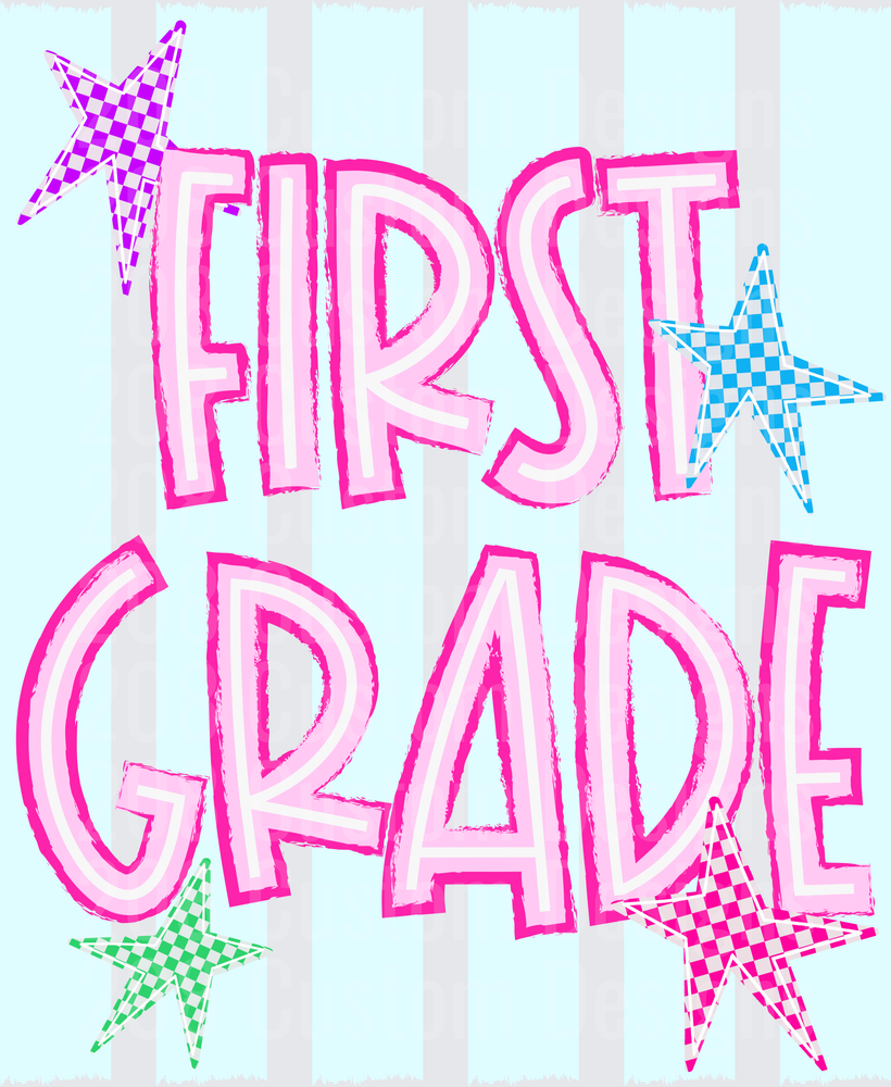 Preppy Teacher Stripe First Grade