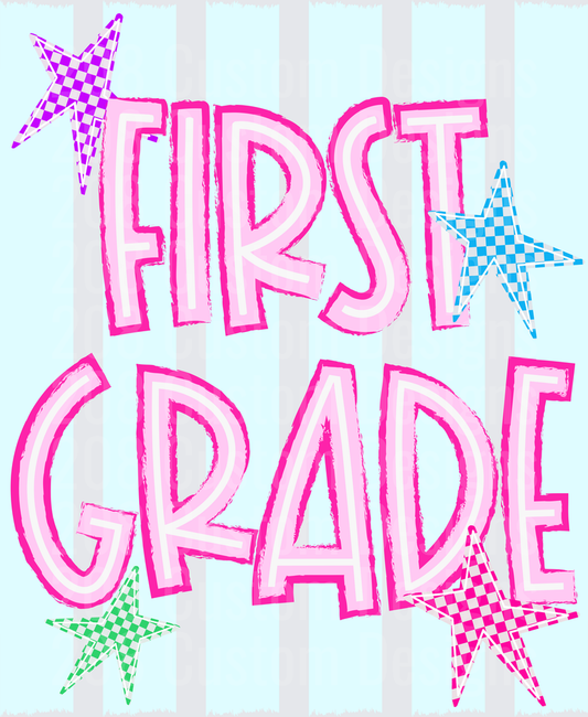 Preppy Teacher Stripe First Grade