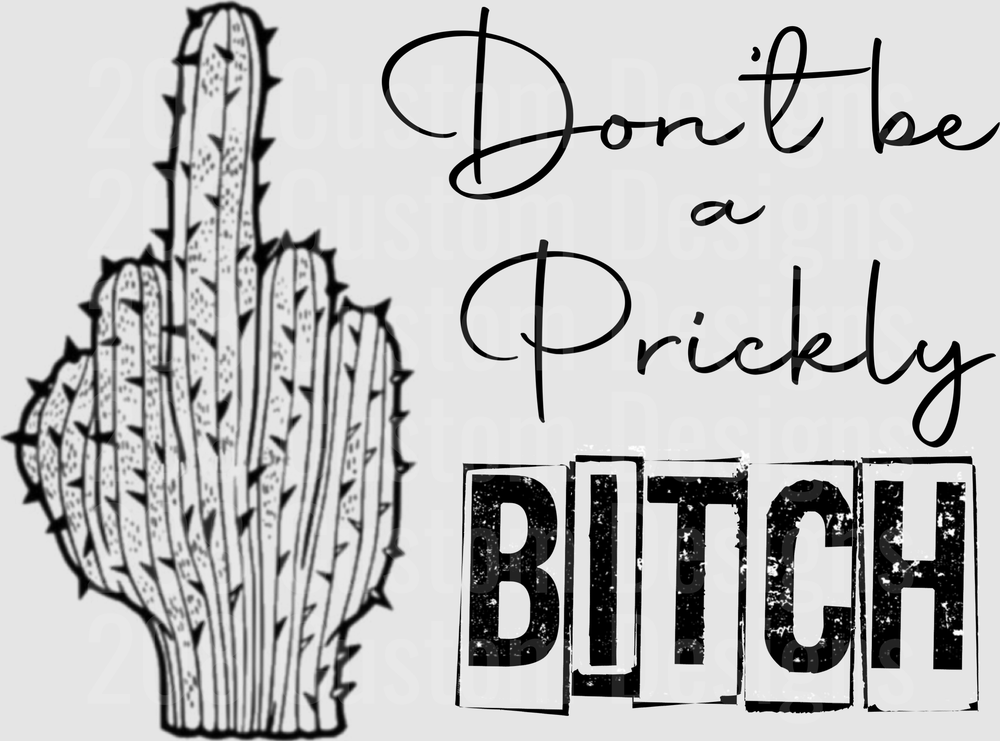 Don't Be a Prickly Bitch Cactus Sassy Quote Design