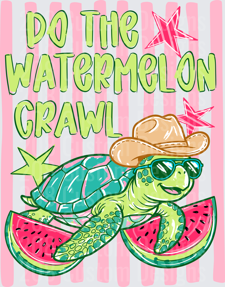 Do The Watermelon Crawl Cowboy Sea Turtle with Sunglasses