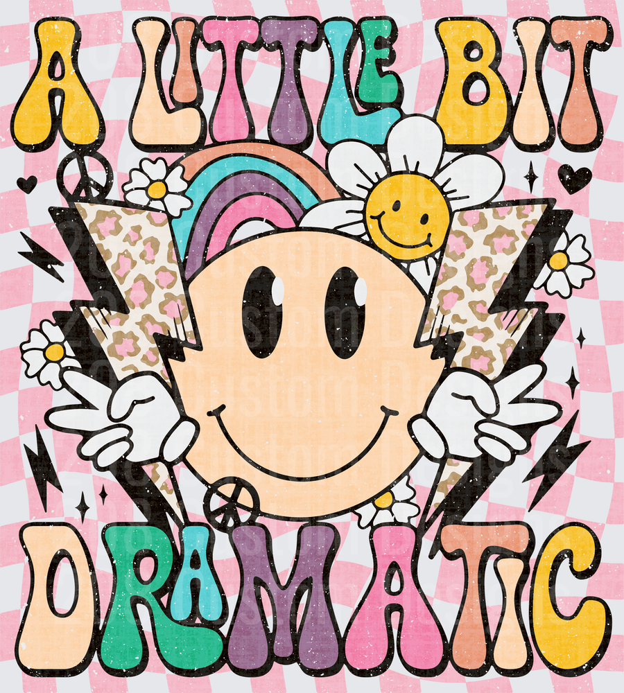 A Little Bit Dramatic Smiley Face with Lightning Bolts Rainbow Retro Design