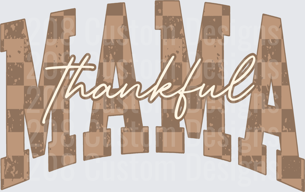 Thankful Mama Distressed Checkered Boho Fall