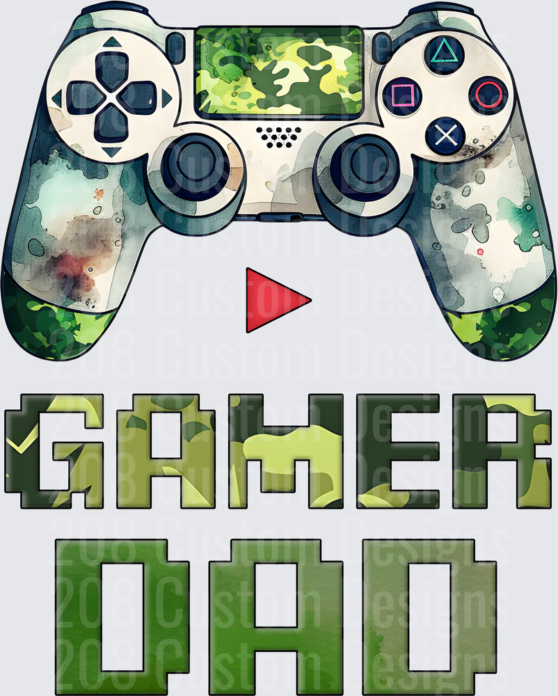 Gamer Dad Camouflage PlayStation Controller with Red Play Button