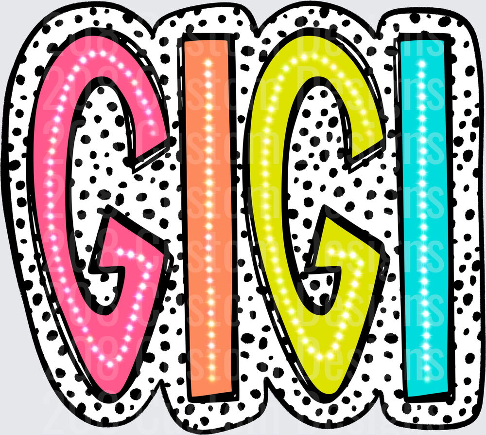 GIGI Colorful Retro Letters with Polka Dot Pattern