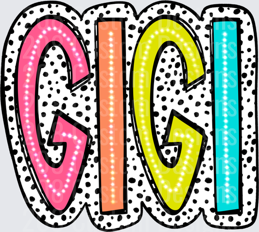 GIGI Colorful Retro Letters with Polka Dot Pattern
