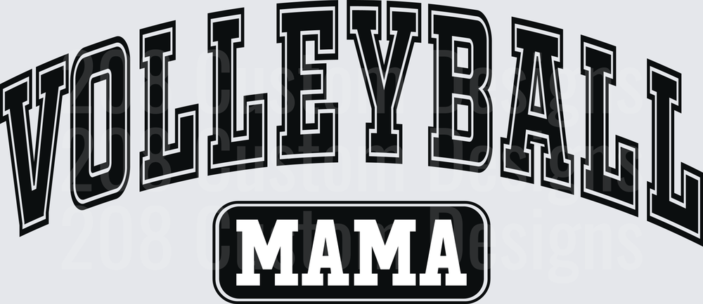 Volleyball Mama Bold Collegiate Arch Black White Design