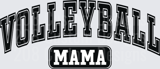 Volleyball Mama Bold Collegiate Arch Black White Design